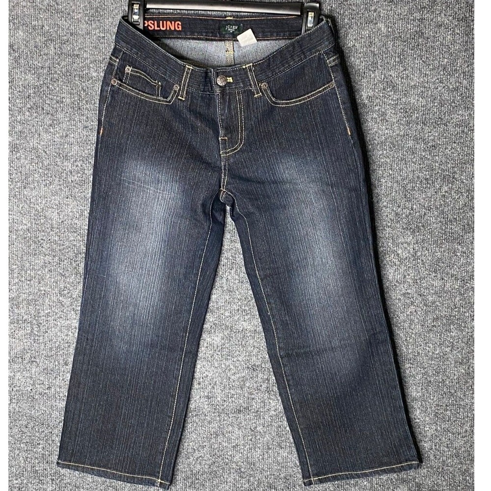 J Crew Hip Slung Women's‎ Size 27 Dark Wash Cropped Jeans Stretch Cotton Blend